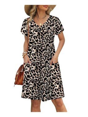 OFEEFAN Womens Summer Dresses 2026 Tulip Petal Short Sleeve V Neck Loose Swing